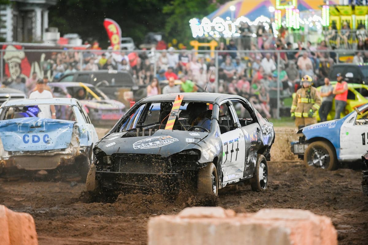 Cars competing in the Beachburg Fair Demolition Derby